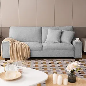DOPEDIO Modern Loveseat Sofa for Living Room,Chenille Recliner, Removable Cover, Spring Cushions, Solid Wood Frame, Easy Assembly for Small Spaces (71.25inch,Light Gray)