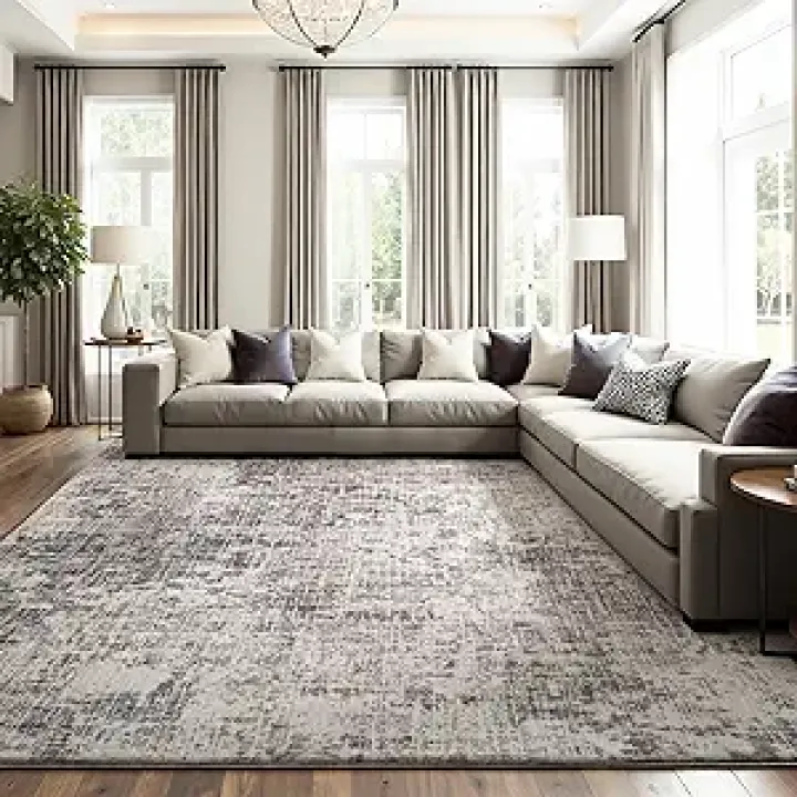 ILANGO 8x10 Modern Area Rug for Living Room Ultra Soft Machine Washable Lightweight Kid & Pet Friendly Stain Resistant Non-Shedding Large Carpet for Bedroom Dining Room Home Office Mat