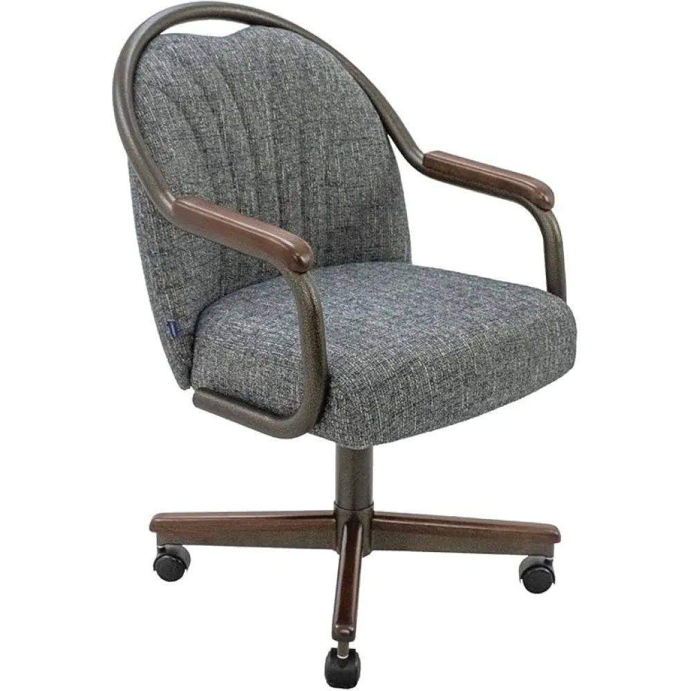 Chromcraft Set of 1 Kitchen Dining Chairs Swivel-Tilt Caster Dining Room Chairs Upholstered Memory Foam Chairs with Soft Rolling Wheels for Kitchen and Dining Room(Ravenrock Indigo-Walnut)