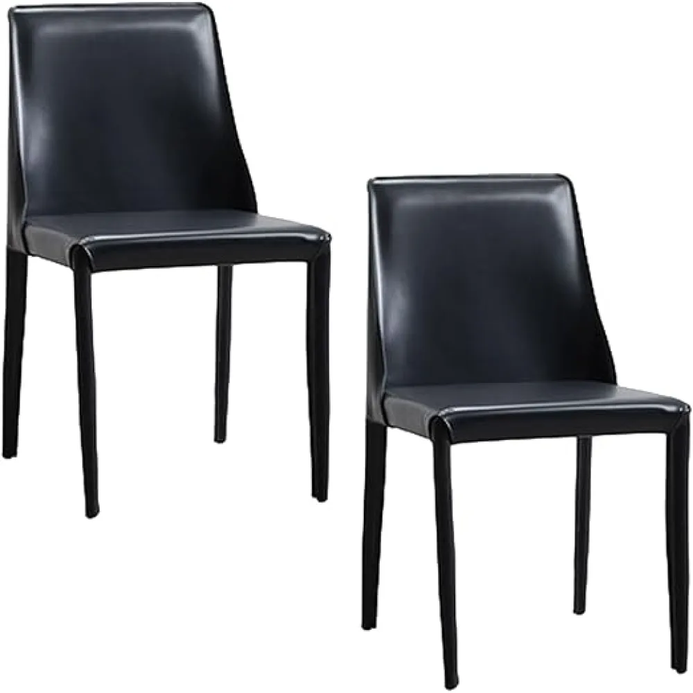 HUHJYUGE Dining Room Chairs, Dining Chairs Set of 2, Dining Chairs Modern Leather, Carbon Steel Frame with Metal Tube Legs, for Kitchen, Dining Room, Bar Counter, Living Room (E)