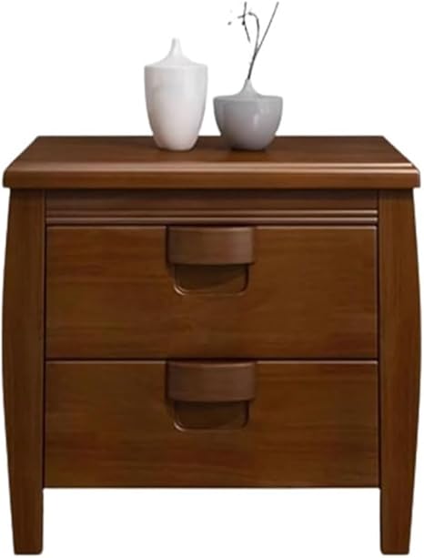 Two Drawer Nightstand Solid Wood Bedside Table Small Bedroom Home Organiser Bedside Cabinet Wooden Top Bedside Table with Drawer and Storage Space for Bedroom Simple Bedroom Storage Cabinet