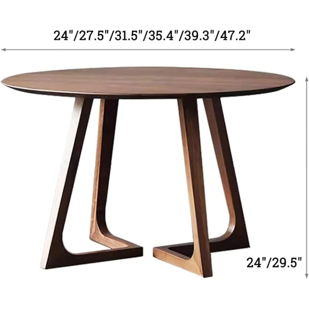 Mid Century Modern Dining Table,Round Solid Wood Kitchen & Dining Room Tables,Rustic Pedestal Table Small Leisure Coffee Table for 2,4 People(27.5" L x 27.5" W x 29.5" H, Brwon)
