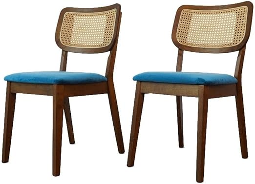 Adalbert 19.29" Velvet Dining Chair in Navy Blue (Set of 2)