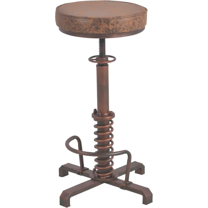 Industrial Bar Stool with Swivel PU Seat Rustic Counter Stool for Kitchen Island Vintage Coffee Chair 24-28inch Height Adjustable