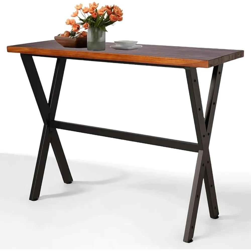 Diwhy Industrial Console Table, 41.3" High Bar Table for Kitchen, Living Room, Coffee Bar, Black Metal Frame, Dining Table, 47.2 × 19.7 inchs Wood Desktop