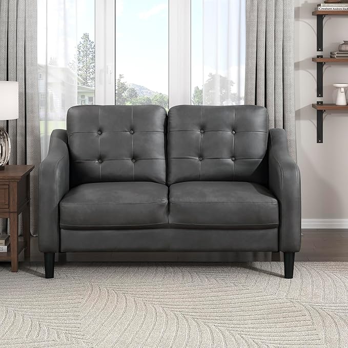 Lexicon Barolo Polished Microfiber Living Room Loveseat, Gray