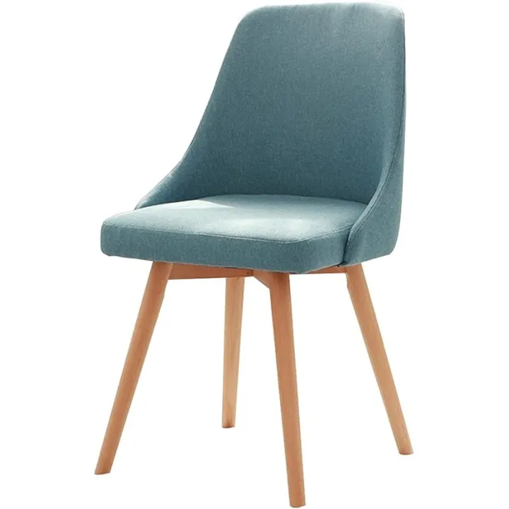 1 Pcs Kitchen Dining Chair,for Home Bedroom Living Room Computer Chair Modern Simplicity Fabric Solid Wood Makeup Chair Kitchen Chair (Color : Blue)