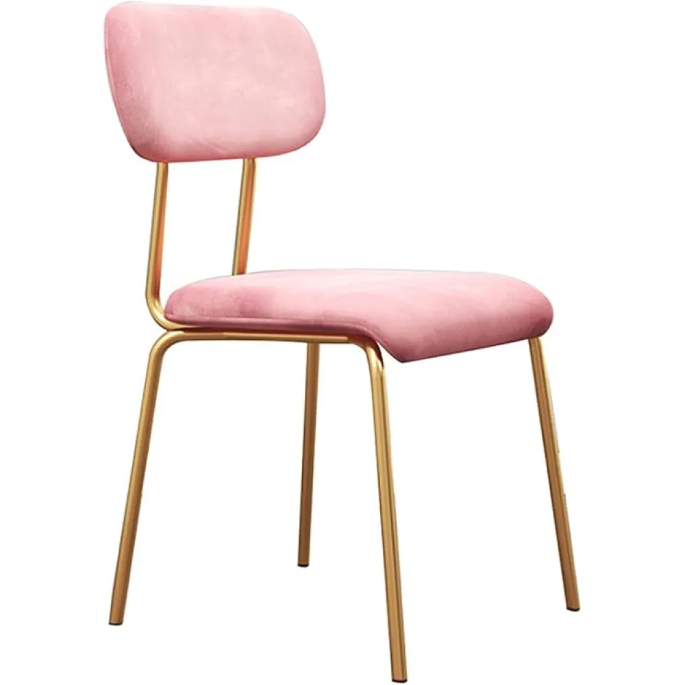 1 Pcs Soft Velvet Dining Chair,Modern Simplicity Stackable Save Space Lounge Chair Apartment Balcony Makeup Chair Kitchen Chair (Color : Pink, Size : 46x48x82cm)