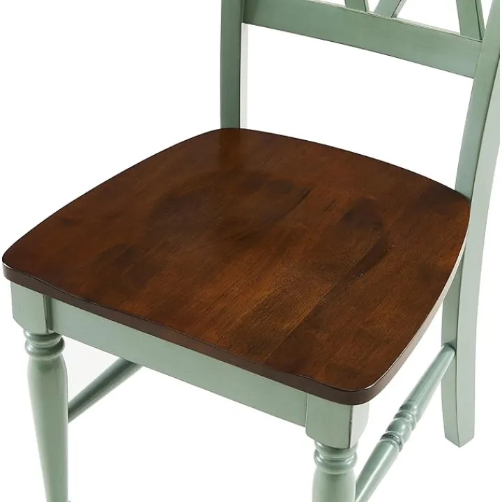 Crosley Furniture Shelby Traditional Wood X-Back Dining Room Chairs Set of 2, Kitchen Chair, Distressed Teal