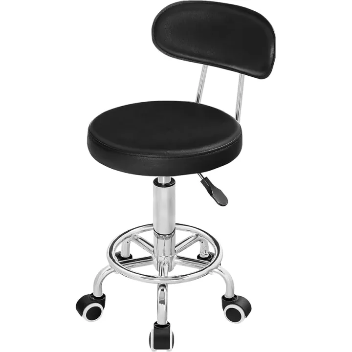 HOOBRO Height Adjustable Rolling Stool, 360° Rotating Drafting Chair, Multi-Purpose Office Desk Chair, Rolling Swivel Salon Stool Chair, for Barber Shop, Nail Salon, Office, Black SB01BY01G1