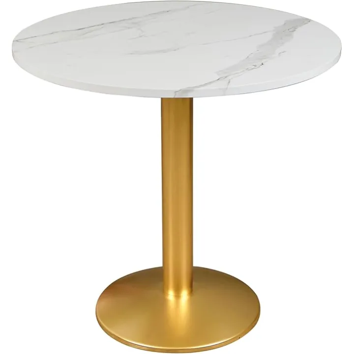 Round Modern Dinning Table 30 inches Bistro Tulip Table with Faux Marble top,Easy Assemble,Sturdy Metal Frame Diameter 30in*H28.54in