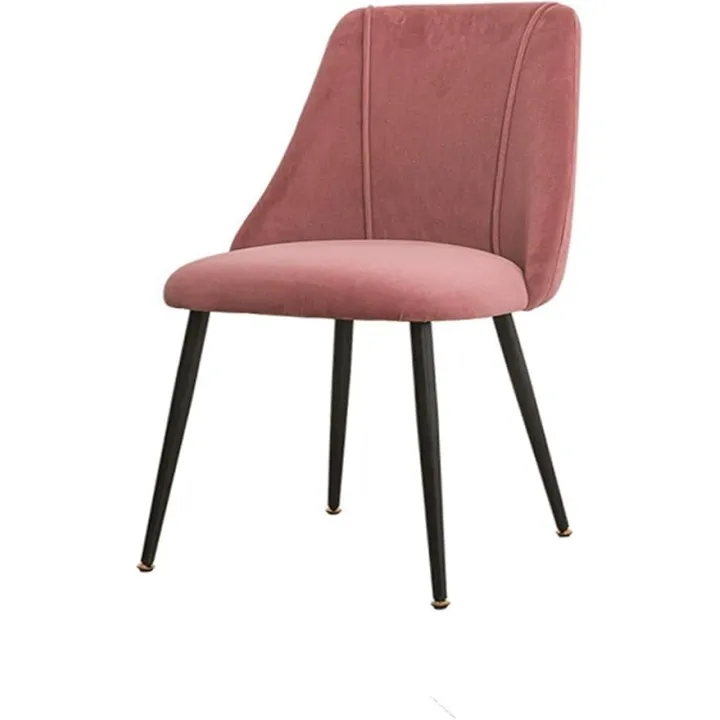 Chair Kitchen Chairs Soft Velvet Living Simple Design Armless Side Chairs Kitchen Chair with Metal Legs (Color : Pink Color)