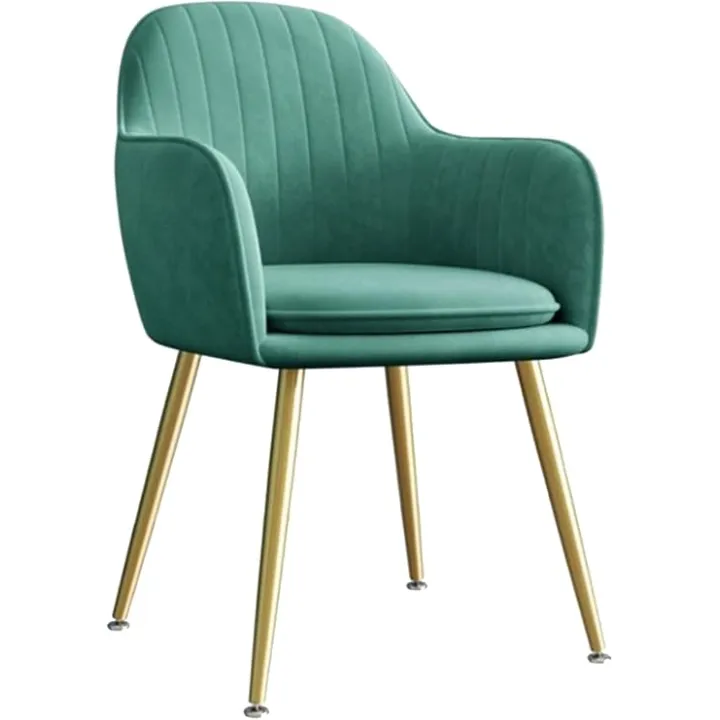 1 Pcs Velvet Dining Chair, for Living Room Bedroom Kitchen Chair with Metal Legs Apartment Makeup Chair 47×44×83cm Kitchen Chair (Color : Green)