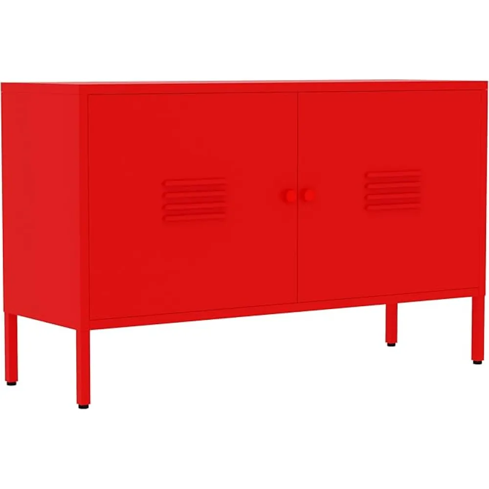 2 Door Metal Accent Storage Cabinet for Bed Room,Living Room,Home,Hotel,Office,2-Tier Steel Storage Cabinet TV Stand (Pink)