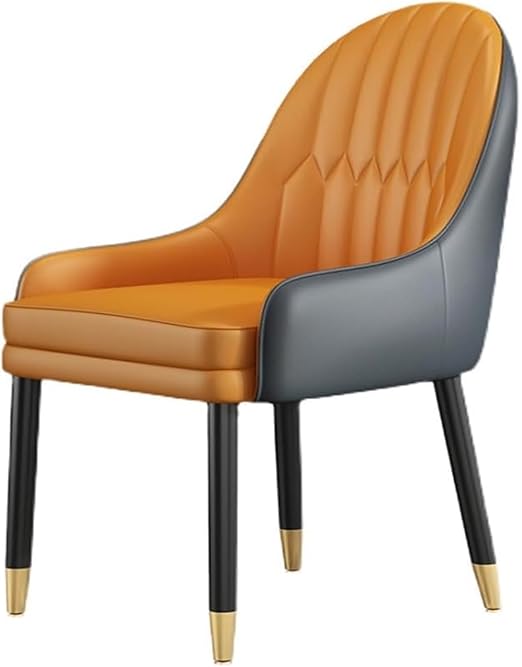 Chair Accent Chair PU Leather Dining Chairs Vintage Armchairs with Wood Legs,Diamond Upholstered Modern Kitchen Dining Room Chairs High Back Living Room Chairs (Color : Orange-2)