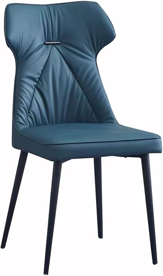 AYARNA Leather Dining Chairs Kitchen Living Room Lounge Counter Chairs Sturdy Carbon Steel Metal Legs(Dark Blue)