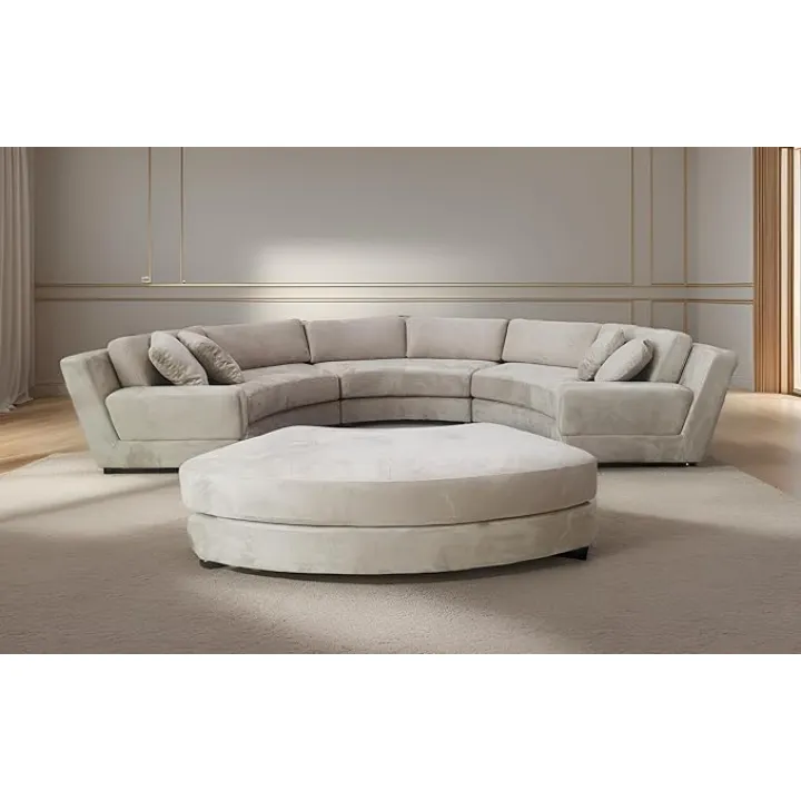 Stendmar 160" Semi Circular Round Microfiber Fabric Curved Sectional Sofa Set S606 (Microfiber, Beige)