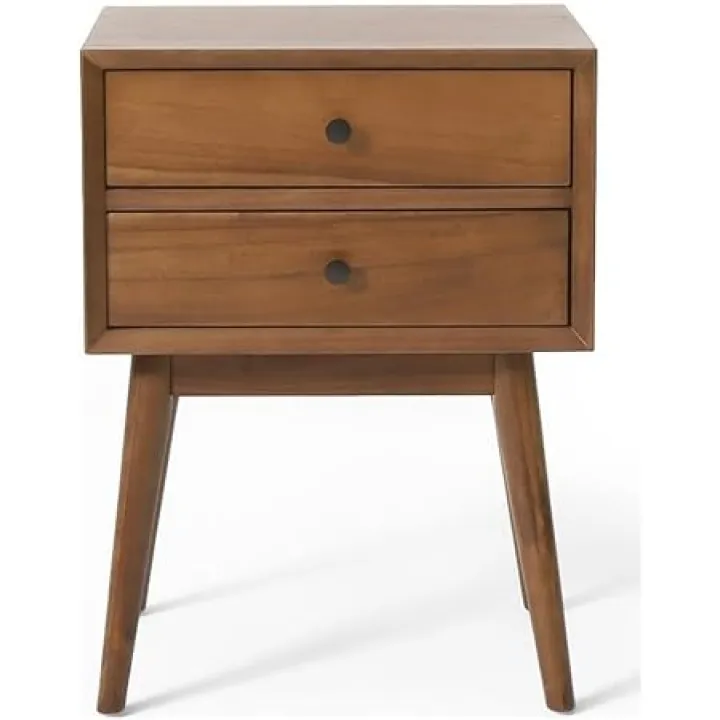 GDF Studio Noble House Mid-Century Nightstand - Medium Brown