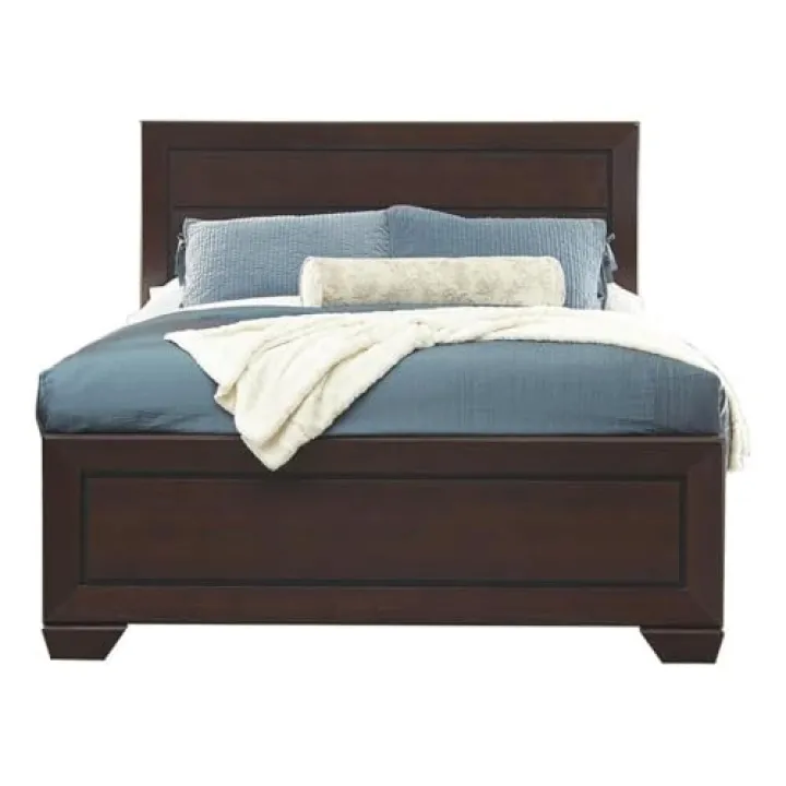 Pemberly Row Transitional Wood California King Panel Bed Dark Cocoa