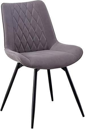 Earthy Elegance 22 Inch Modern Side Chair, Set of 2, Gray Vegan Faux Leather, Swivel Seat