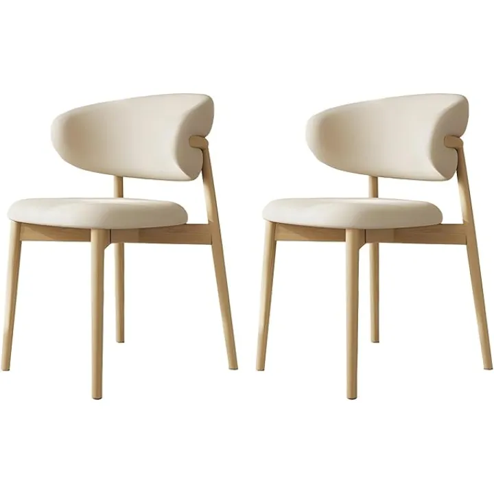 Modern Kitchen Chair, Modern Ash Wood Side Chair Set with Low Back Upholstered Seat (Wood, 2 Piece Set)