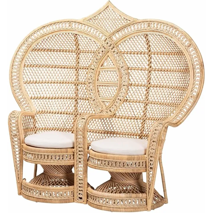 bali & pari Nerita Natural Rattan Peacock Styled Furniture, 2-Seater Chair