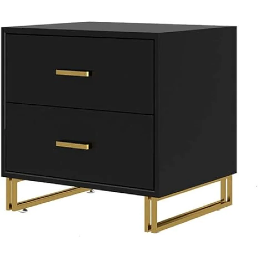 Nordic Nightstand Simple Modern Green Bedside Minimalist Home Two Drawers Home Bedroom Storage Bedside Cabinet Nightstand (Color : Black) (Black)