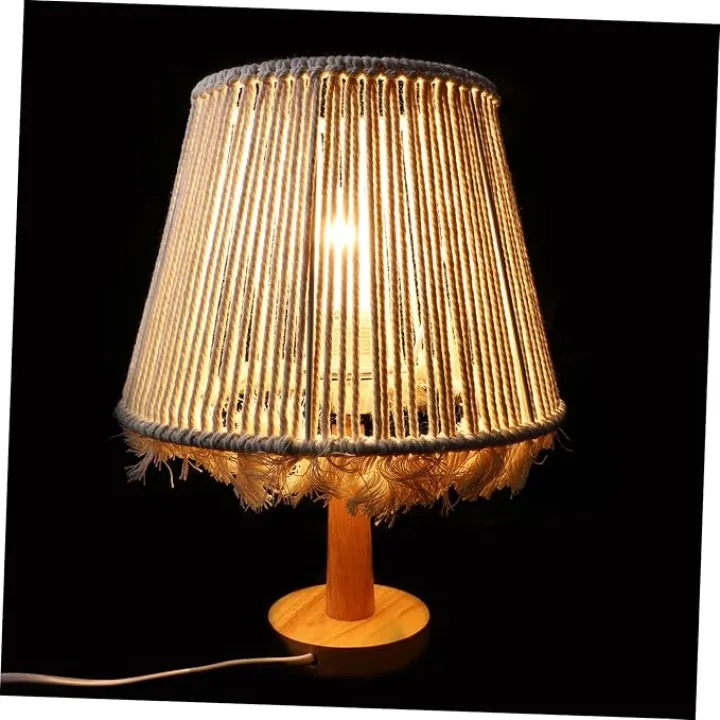 1set Boho Table Lamp Nightstand Lamp Handmade Knit Decorative Night Light Base