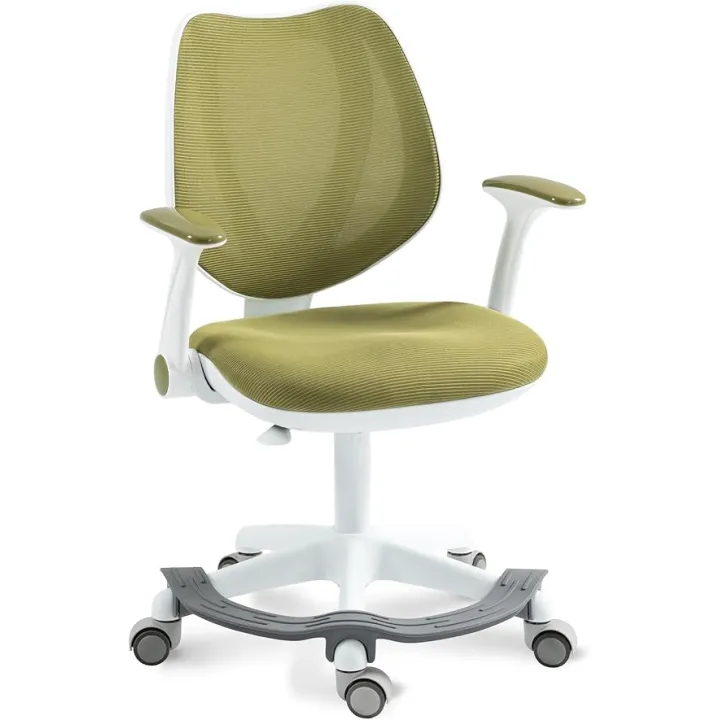 HOMEFUN Kids Desk Chair, Computer Chairs with Armrest and Footrest for Boys Girls Cute Mesh Ergonomic with Adjustable Height Swivel Safe Sit-Locking Casters Sage Green