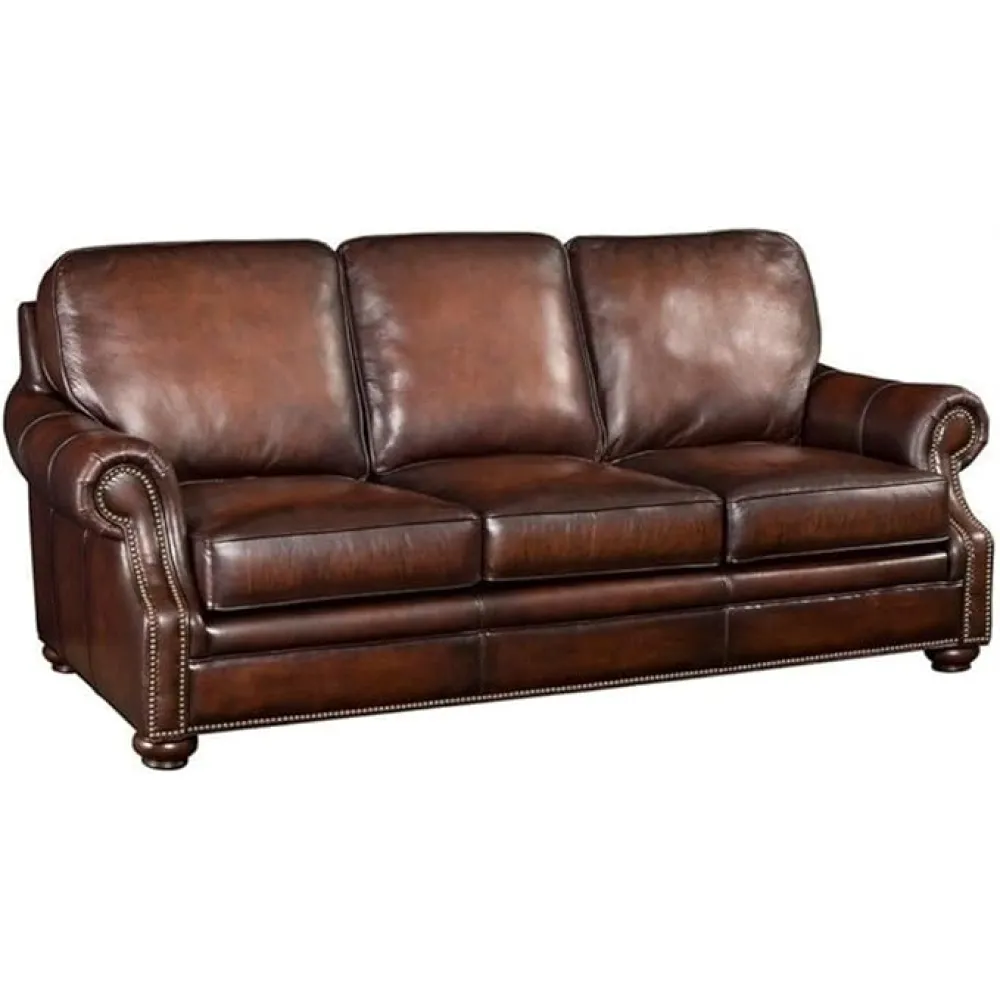 BOWERY HILL Contemporary Genuine Leather Sofa in Sedona Chateau