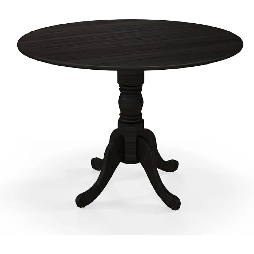 Giantex Round Dining Table, 39" D X 29" H, Rubber Wood Pedestal Table W/Round Tabletop & Curved Trestle Legs, 4-Person Dinner Table for Kitchen, Dining Room, Restaurant (Black)