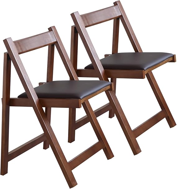 Folding Dining Chairs with Padded Seat Lightweight sillas para Fiestas,2 Pack Folding Chair for Dinner,Party Wedding,Picnic Event, 196LB Weight Capacity(Walnut)
