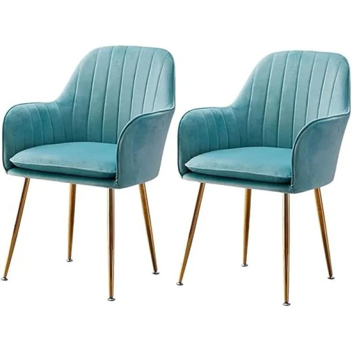 Modern Accent Chair Set, Club Dining Room Chairs, Kitchen Dining Chair Soft Gold Velvet Backrest Adjustable Non-Slip Foot Titanium Steel Kitchen Chair Leisure Cafe Corner Chair Reception Chair (Color