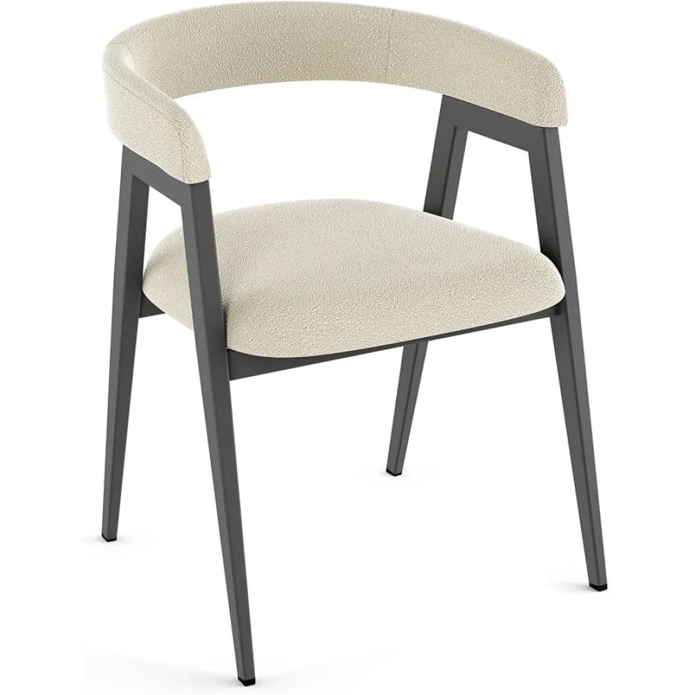 Amisco Caris Dining Chair - Cream Bouclé Polyester/Dark Grey Metal