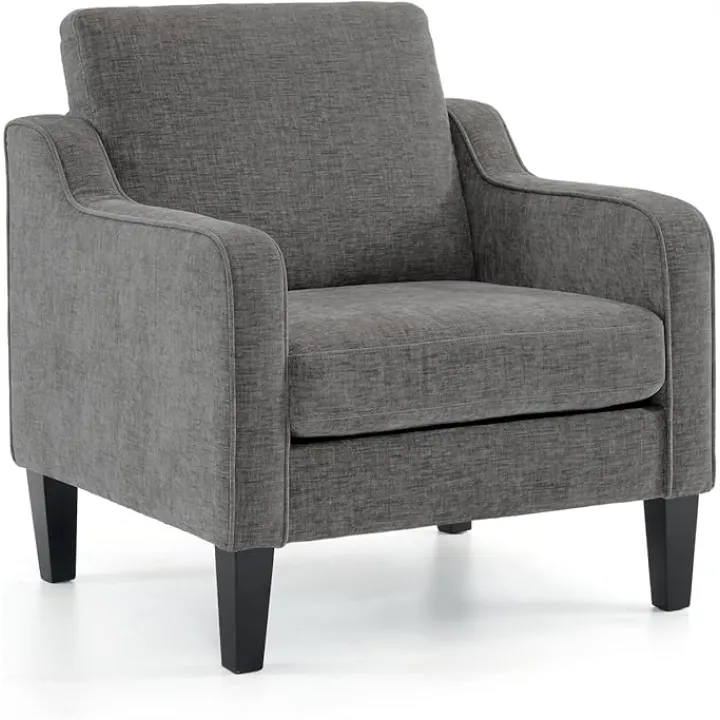 VINGLI Accent Chairs for Living Room Chairs Reading Chair Mid Century Modern Chair Soft Chenille Sofa Chair Upholstered Arm Chair Comfy Chair Side Chair (Light Grey Chenille)