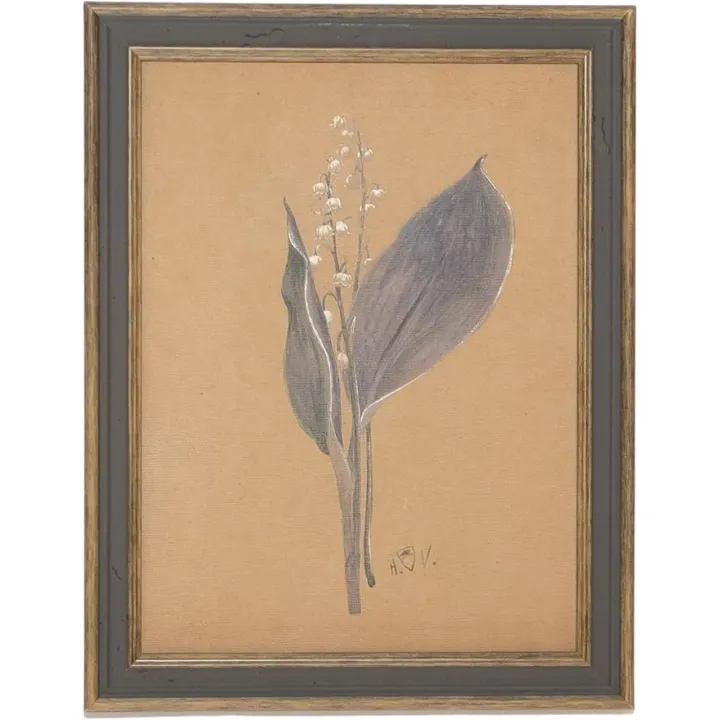 Petal Lane Floral Wall Art - Framed Antique Decor - Make Your Own Gallery Wall Frame Set - Dark Academia Wall Decor - Canvas Floral Wall Decor (Lily On Brown)