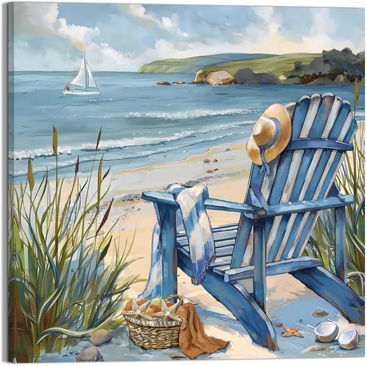 3LDECOR Bathroom Wall Decor sunshine Beach Wall Art, Ocean Scenery, Canvas Prints Picture can be used both as gifts and home decor, hanging in dining room, office, bedroom, living room