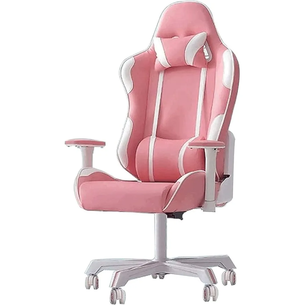 Own Brand Modern Pink Leather Office Gaming Chair with High Back Recliner, 360 Rotation, 160 Recline, Arm Pad, Ottoman, Cushion, Caster
