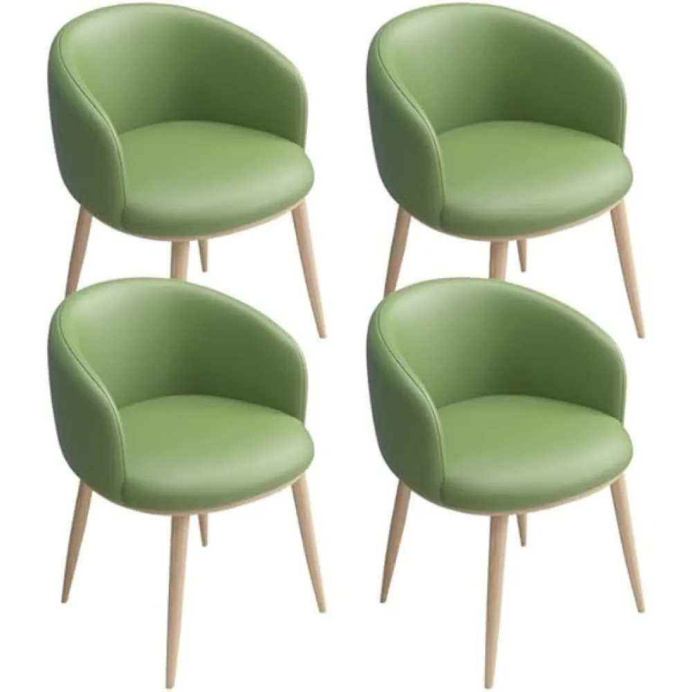 Dining Chairs Set of 4,PU Leather Soft Seat and Back Wooden Style Sturdy Metal Legs for Dining Room Kitchen Chairs Kitchen Chair (Color : Green, Size : 74 * 42 * 42cm)