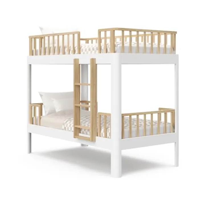 Storkcraft Next Santos Twin-Over-Twin 5-in-1 Convertible Bunk Bed (White with Natural)