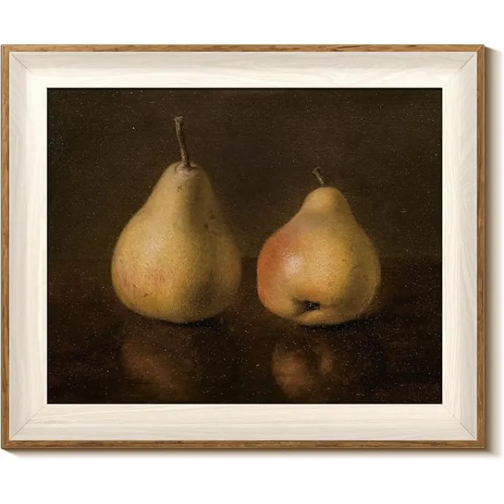 InSimSea Framed Canvas Wall Art Fall Pear Vintage Autumn Art Work for Kitchen Wall Decor Fruits Small Poster Landscape Oil Painting Artwork Prints Room Decor for Bedroom Living Room Bathroom 10x12In