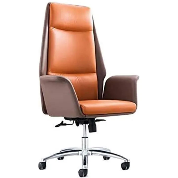 Executive Swivel Office Chair High-Back Leather Executive Swivel Adjustable Office Desk Chair with Casters Ergonomic Executive Chair with Armrests (Color : Orange1)