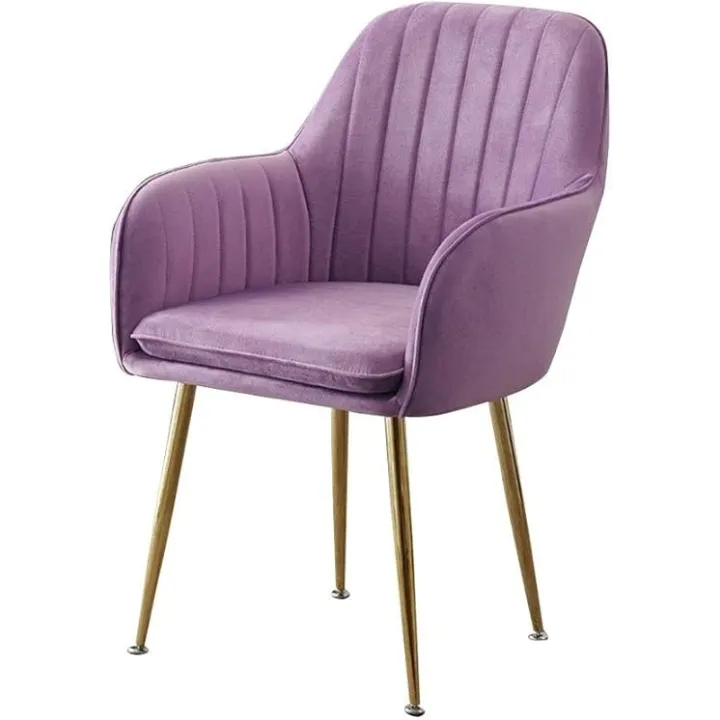 Soft Velvet Dining Chair,Cafe Milk Tea Dessert Shop Small Apartment Lounge for Kitchen and Living Room Chairs Kitchen Chair (Color : Purple)