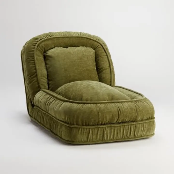 LouannTatami Foldable Lazy Sofa Bed Floor Chair - Adjustable Human Dog Bed for Adults Kids Floor Seats - Cozy Small Couch for Home Living Room (Green)