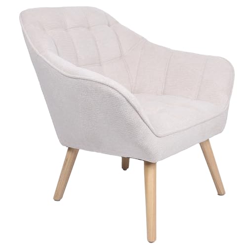 DRW Poltrona in Tessuto e Legno in Beige e Naturale, Medidas: 74x76x83 cm