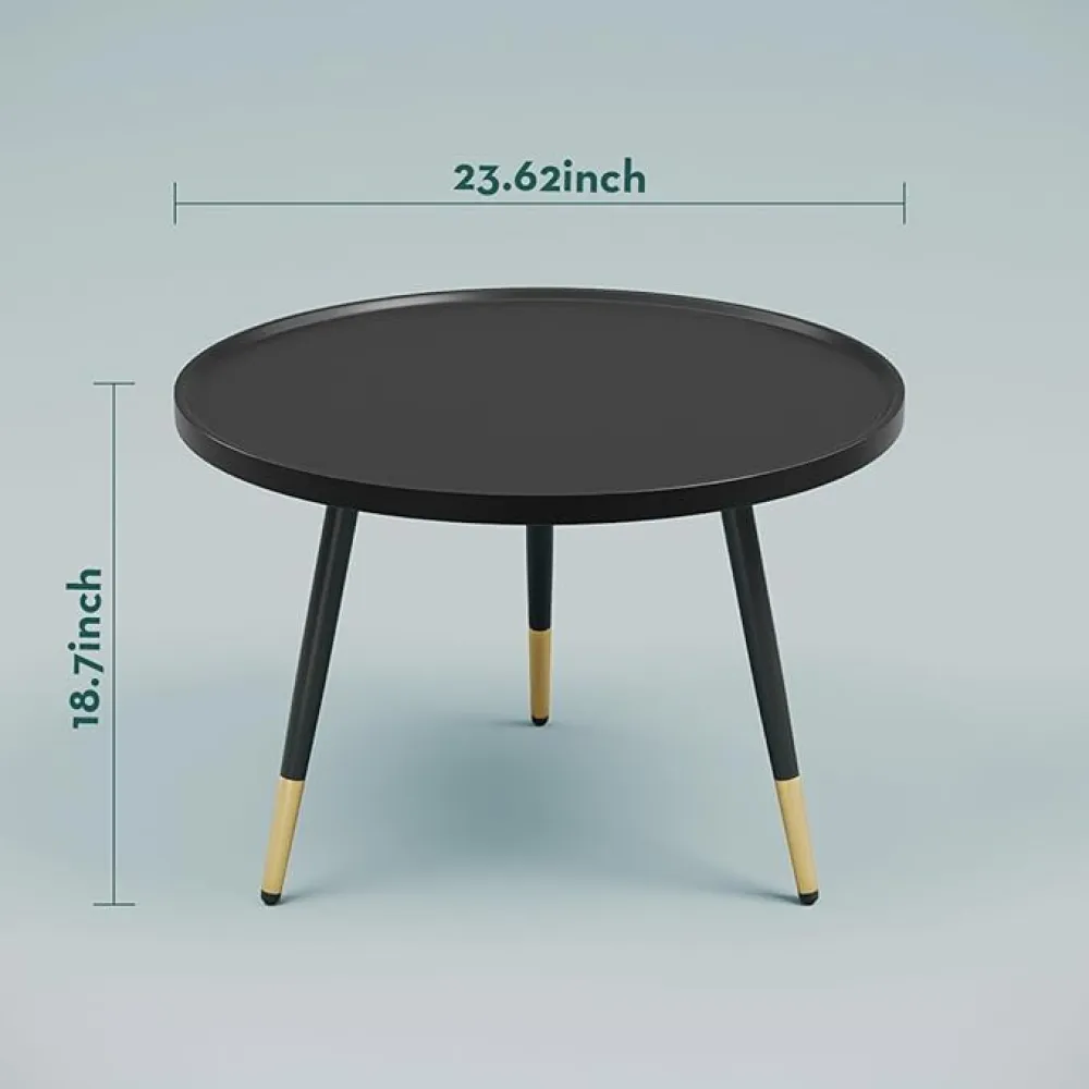 SAYGOER Black Coffee Table Round Small Coffee Tables Unique Modern Center Table for Living Room Home Office Balcony Simple Circle Accent Sofa Table Easy Assembly, Black