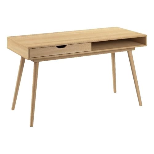 Bush Furniture Nora 54W Writing Desk in Natural Oak | Computer Table for Home Office Workspace or Entryway