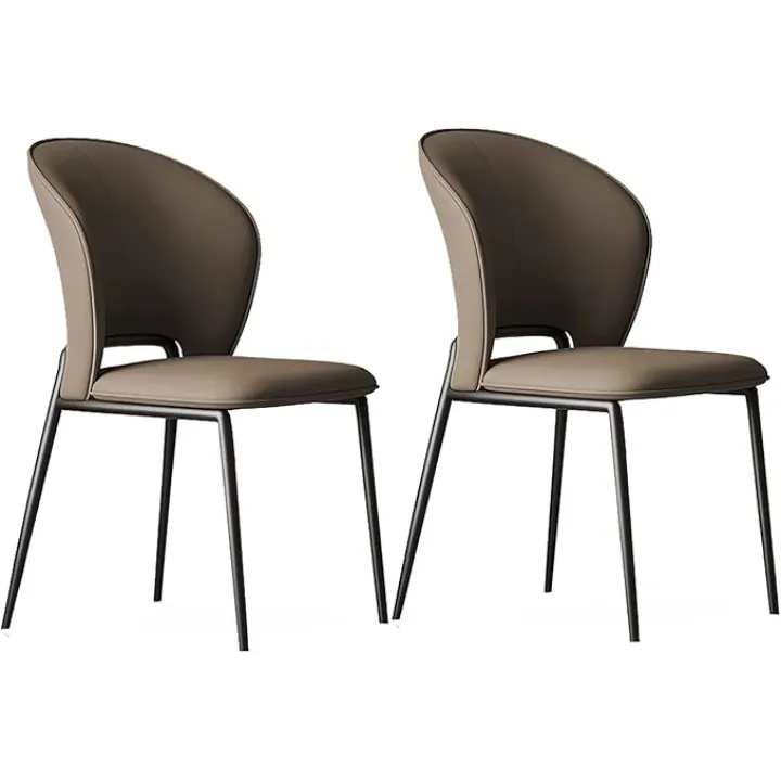 Leather Dining Chairs Set of 2,Lounge Reception Chairs,with High Back Padded Seat,for Living Room Meeting Room,Kitchen,Dining (Color : A)