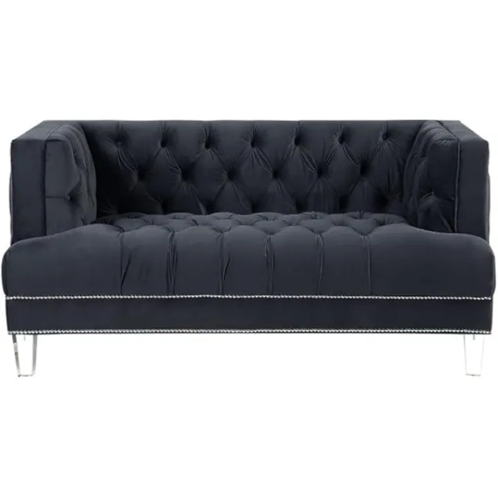 Long Sofa with Square Back, High Armrests and Nailhead Trim with Button Tufting, Black, Blue 64 "L X 34 "D X 32 "H (Color : E, Size : As Shown) (D As Shown)