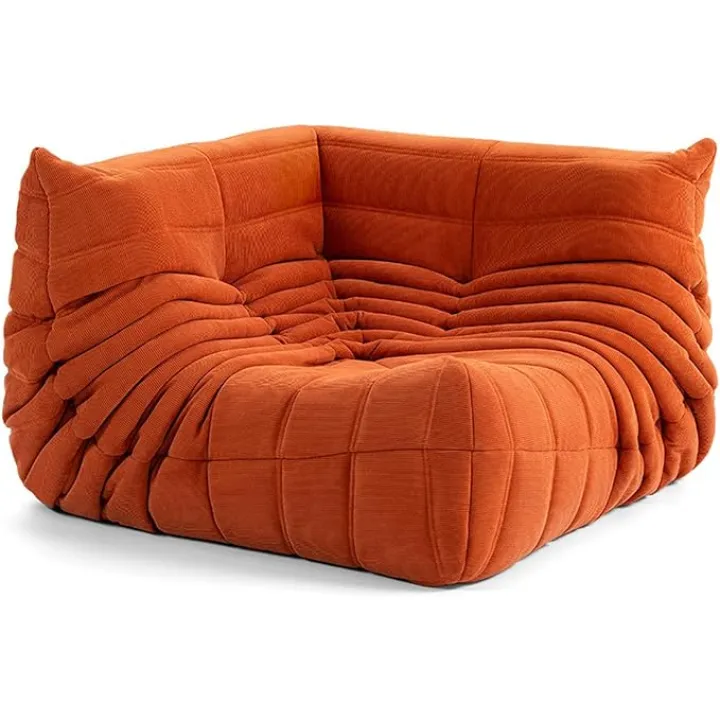 Armless Fireside Chair,Oversized Soft Caterpillar Floor Lounge Chair, Comfy Lazy Sofa Chair,Leisure Accent Bean Bag Couch with Backrest for Living Room,Bedroom orange-103 * 103 * 70CM